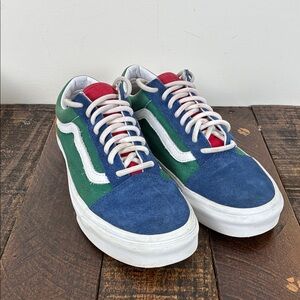 Vans Women’s 8/Mens 6.5 Colorblock Suede Sneakers Low Lace Up Blue Green